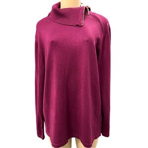 NWT $69 Investments
Plus Size Long Sleeve Envelope Zip Neck Sweater - Grape